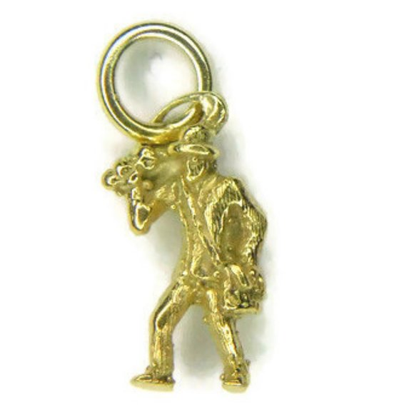 Miner Man Charm Pendant 14k Yellow Gold.